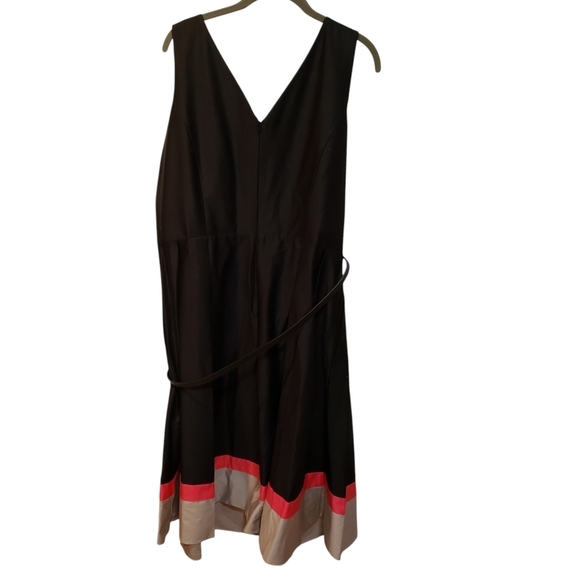 New Calvin Klein Black, Pink & Gray Sleeveless V-Neck A-Line Midi Dress NWT - Picture 2 of 7